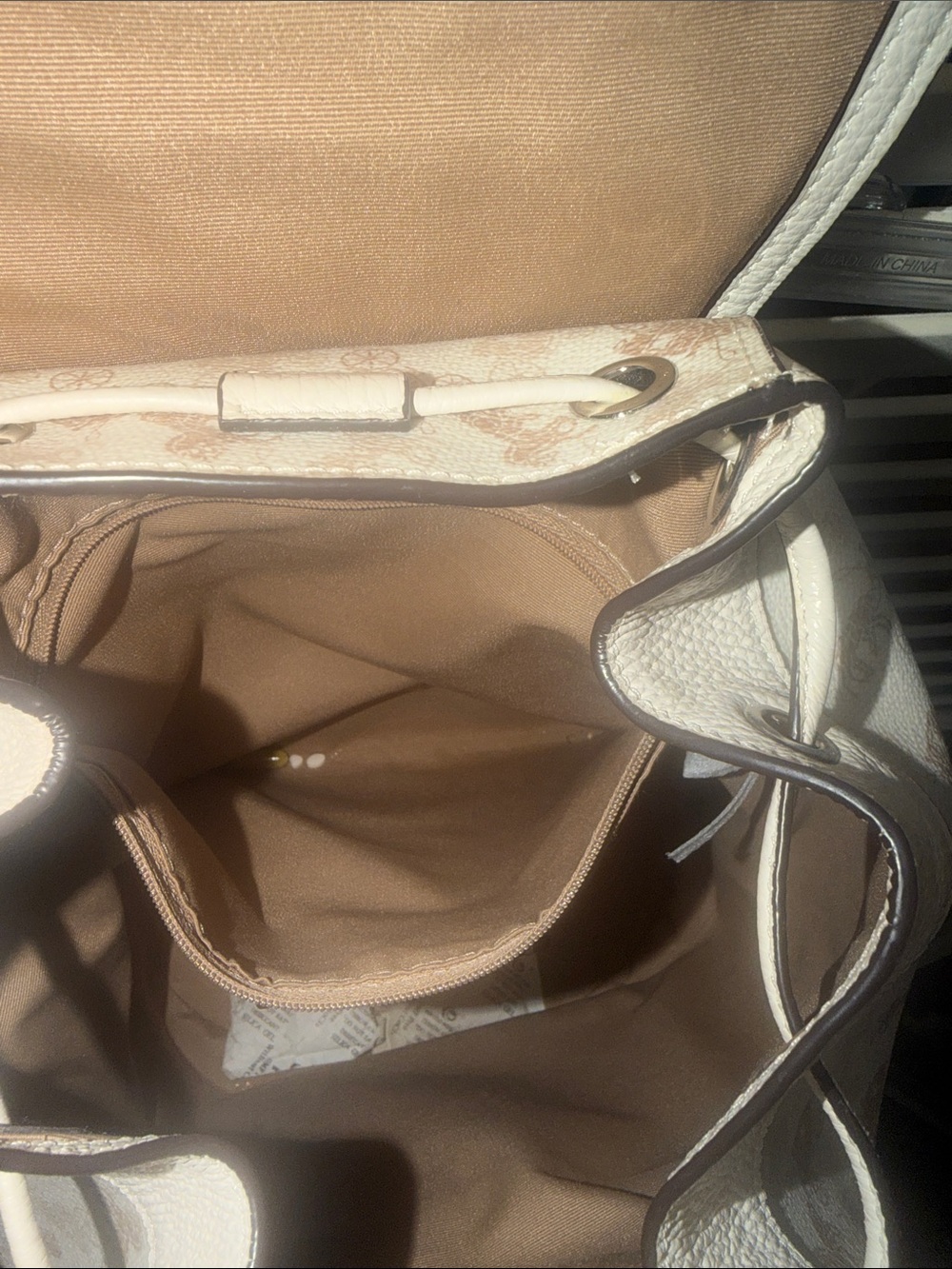 Coach Signature Print Cream Backpack - Picture 4 of 8